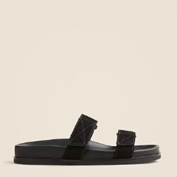 J.Crew Colbie Wide-Strap Sandals in Suede & Leather – Black – Size 9M – NWT